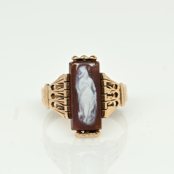 Victorian Cameo Figure 14K Gold Ring