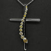 Yellow Diamond Cross Journey Pendant 14k White Gold Necklace