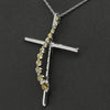 Yellow Diamond Cross Journey Pendant 14k White Gold Necklace