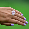 23ctw Kunzite Cushion and Diamond Baguette Ring in 14k White Gold