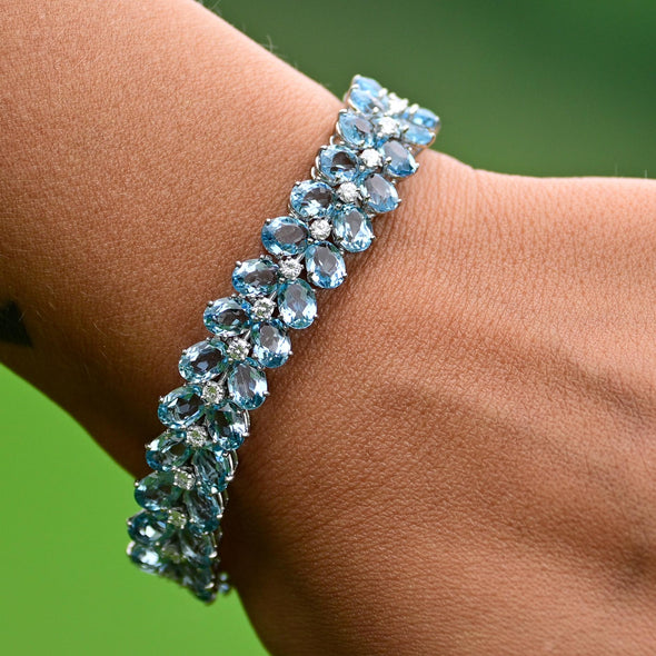 Julius Cohen 20+ctw Aquamarine and Diamond Bracelet in 18k White Gold