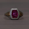 Ostby Barton Ruby Art Deco White Gold Ring w Yellow Accents