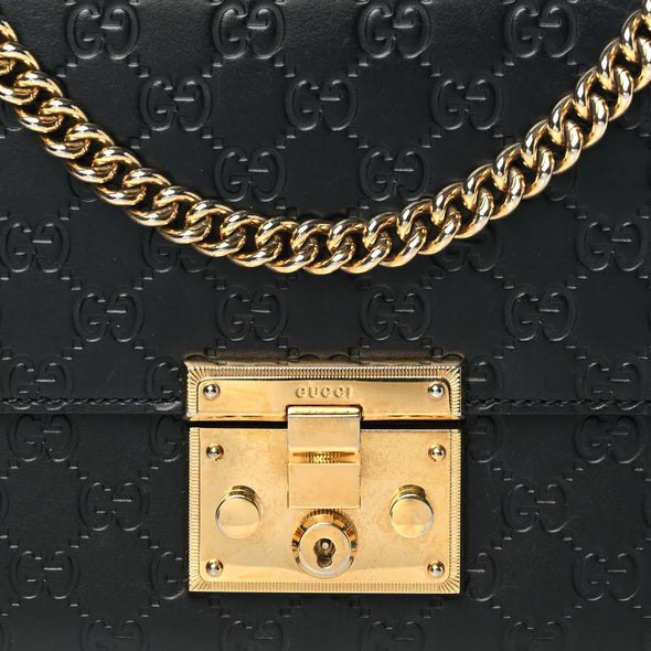 Gucci Guccissima Medium Padlock Shoulder Bag Black