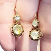 Antique Victorian Foil Back Rose Cut Diamond Vintage Dangle Earrings