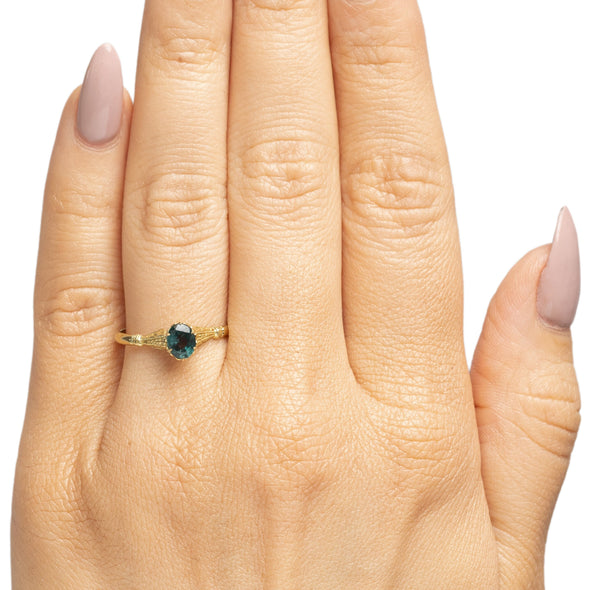 Art Deco Alexandrite Green to Purple Change 18K Yellow Gold Solitaire Ring w GIA