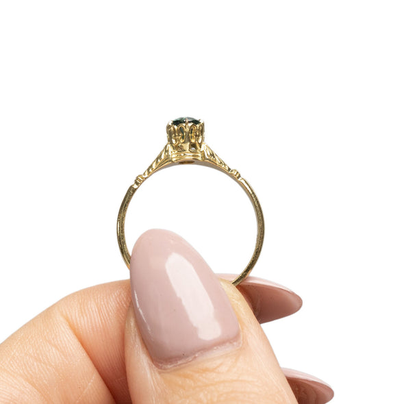 Art Deco Alexandrite Green to Purple Change 18K Yellow Gold Solitaire Ring w GIA