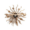 Art Deco Sun Design Convertible Pin with Old Cut Diamonds 14K