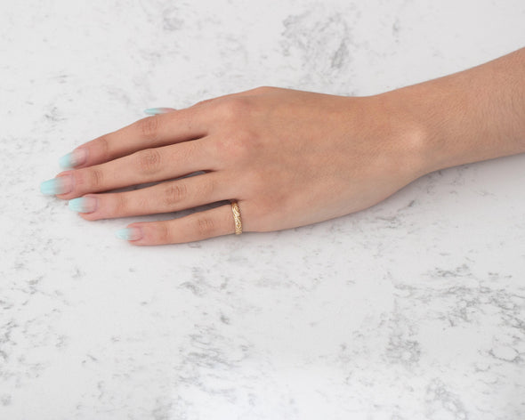 Circa 1900's Victorian 14K Yellow Gold Hand Carved Band