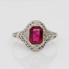 Antique 14K White Gold Synthetic Ruby Ring