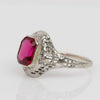 Antique 14K White Gold Synthetic Ruby Ring