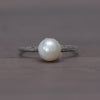 Art Deco Pearl Solitaire 18k White Gold Filigree Ring