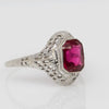 Antique 14K White Gold Synthetic Ruby Ring