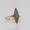 Victorian Rose Gold Turquoise and Seed Pearl Navette Ring