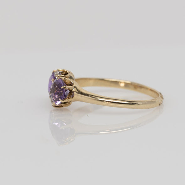 Victorian Amethyst and Diamond Ring Yellow Gold