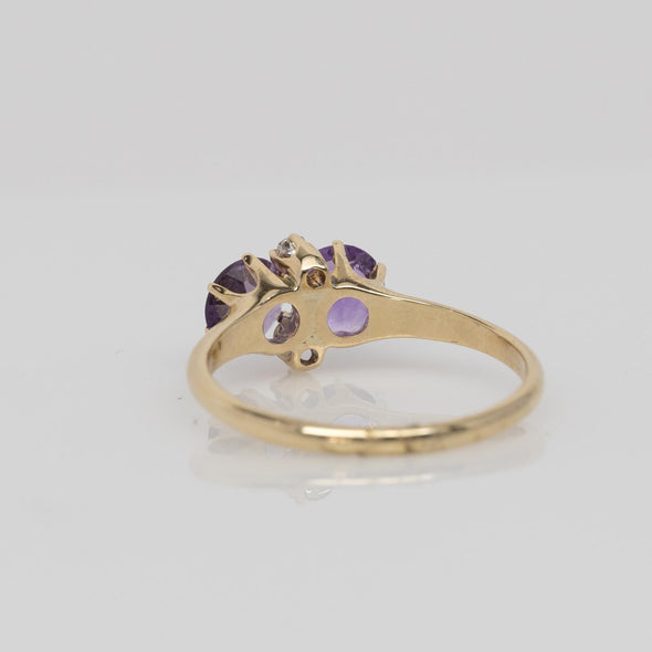 Victorian Amethyst and Diamond Ring Yellow Gold