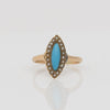 Victorian Rose Gold Turquoise and Seed Pearl Navette Ring