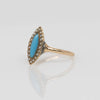 Victorian Rose Gold Turquoise and Seed Pearl Navette Ring