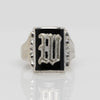 Vintage Mens Onyx Ring White Gold