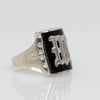 Vintage Mens Onyx Ring White Gold