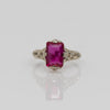 Vintage Art Deco Synthetic Ruby Filigree Ring in White Gold