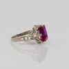 Vintage Art Deco Synthetic Ruby Filigree Ring in White Gold