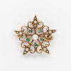 Antique Star Opal Emerald Seed Pearl Converter Brooch Pendant