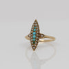 Victorian Rose Gold Turquoise and Seed Pearl Navette Ring