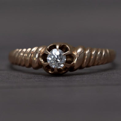 Antique Victorian Buttercup Diamond Engagement Ring in Yellow Gold