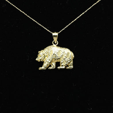 14K Yellow Gold Bear Pendant