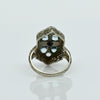 Art Deco Aquamarine & Diamond Shield Ring 14k White Gold Filigree