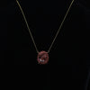 Antique Carved Lava Cameo Habille & Diamond Gold Necklace