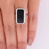 Art Deco Black Onyx Bezel Set 14K White Gold Shield Ring