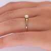 Petite Art Nouveau 10K Gold Pearl Solitaire Ring - R-523RT4-G65