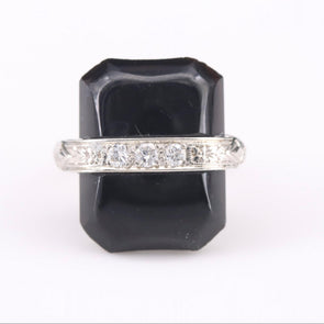 Vintage 18K Black Onyx and Diamond Ring