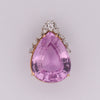 107.5CT Pear Cut Kunzite pendant with Diamond Crown - N-723AXTX-G