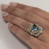 Platinum Boulder Opal and Diamond Ring with 18K Accent