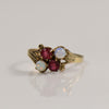 Victorian Opal and Garnet Split Shank Four Stone Antique Gold Ring