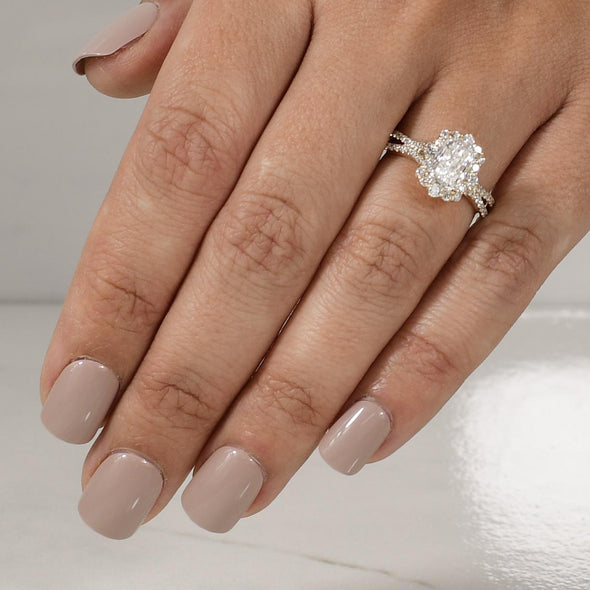 2.13ctw Hand Made Radiant Cut Lab Diamond Halo Engagement Ring