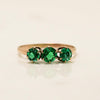 Victorian 10K Yellow Gold Antique Green Glass Three Stone Ring