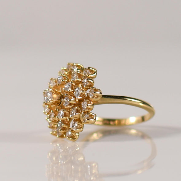 Vintage 1.25cttw Diamond "Burst" Cluster Ring in 14k Gold