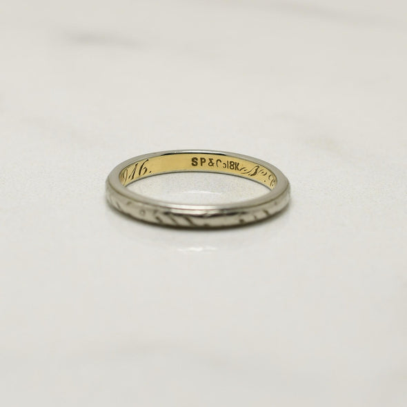 Dated Oct 3 1916 Edwardian 18K Vintage Gold Wedding Band R-923CRS-N6.5
