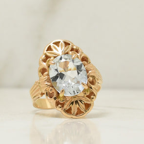 Vintage 4ct Aquamarine Shield Ring