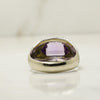 Circa 1930's Art Deco 14K White Gold Carved Engraved Amethyst Ring