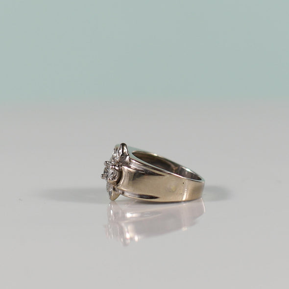 Mid-Century Sunflower Diamond Ring