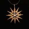 Victorian Star Burst Diamond Opal & Pearl Antique Converter Pendant / Brooch