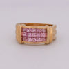 Vintage  Pink Sapphire 18K Yellow Gold Invisible Set Princess Cut Ring