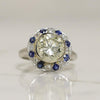 Palladium 2.44 CTW Diamond and Sapphire Vintage Ring