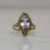 Vintage Floral & Milgrain Lavender Purple Marquise Cut Gem 10K Yellow Gold Ring