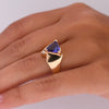 Vintage 14K Yellow Gold Diamond and Deep Purple Tanzanite Gemstone Ring