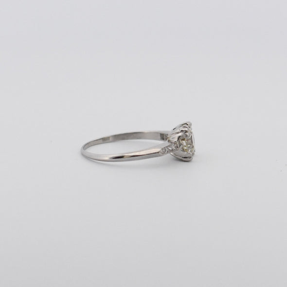 Classic Art Deco Platinum Solitaire Old European Cut Diamond Engagement Ring